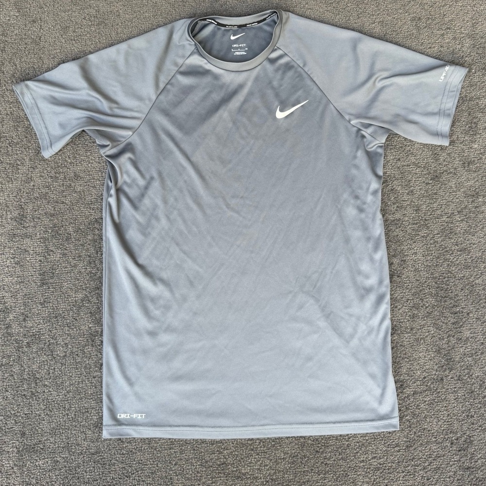 Nike‎ Swim Mens Dri-FIT Gray Short Sleeve UPF 40+ Performance Shirt Small 3664